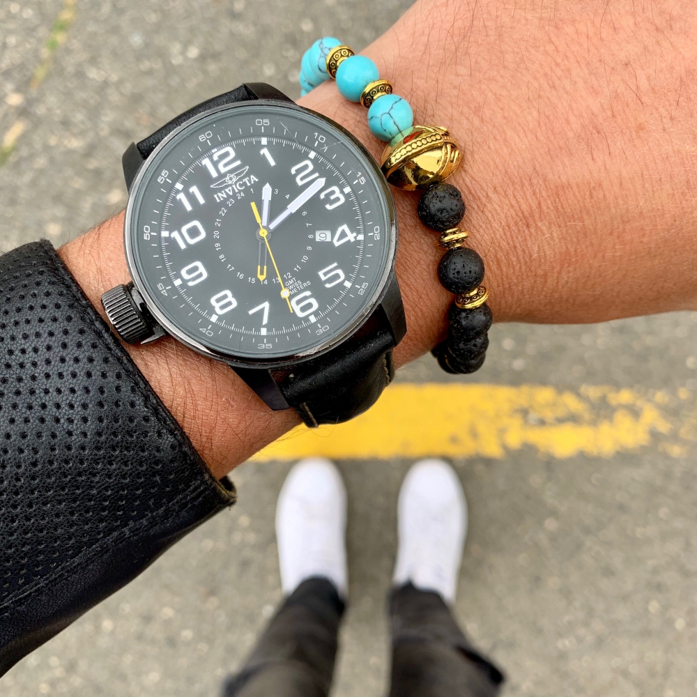 Černo - tyrkysový náramek zlatý Sparta bojovník - láva