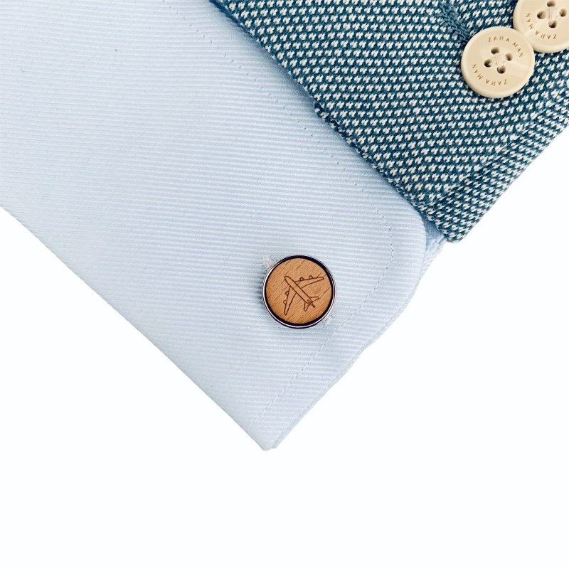 Dřevěné manžetové knoflíčky Jumbo letadlo 