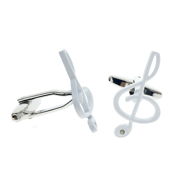 Manžetové knoflíčky Houslový klíč bílý 