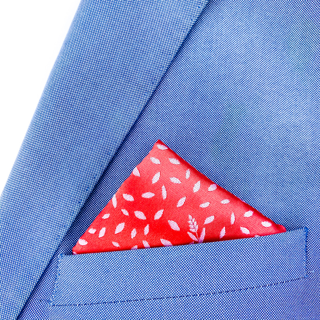 Červený set kravata, kapesník a manžetové knoflíčky Žito