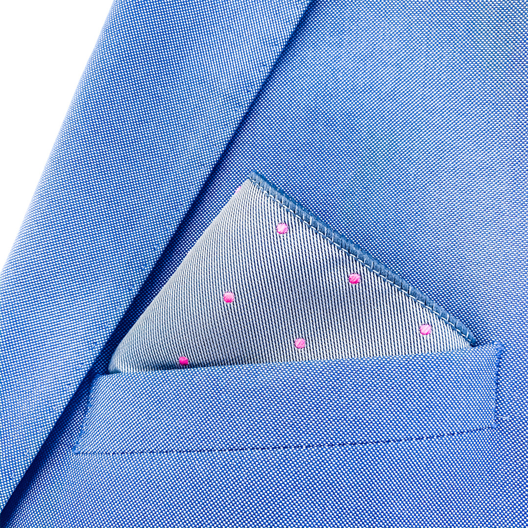 Šedo - růžový set kravata, kapesník a manžetové knoflíčky Dot 