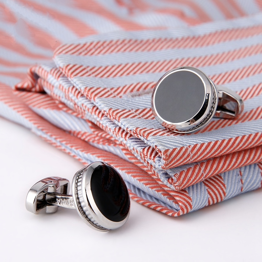 Manžetové knoflíčky Black - silver round 