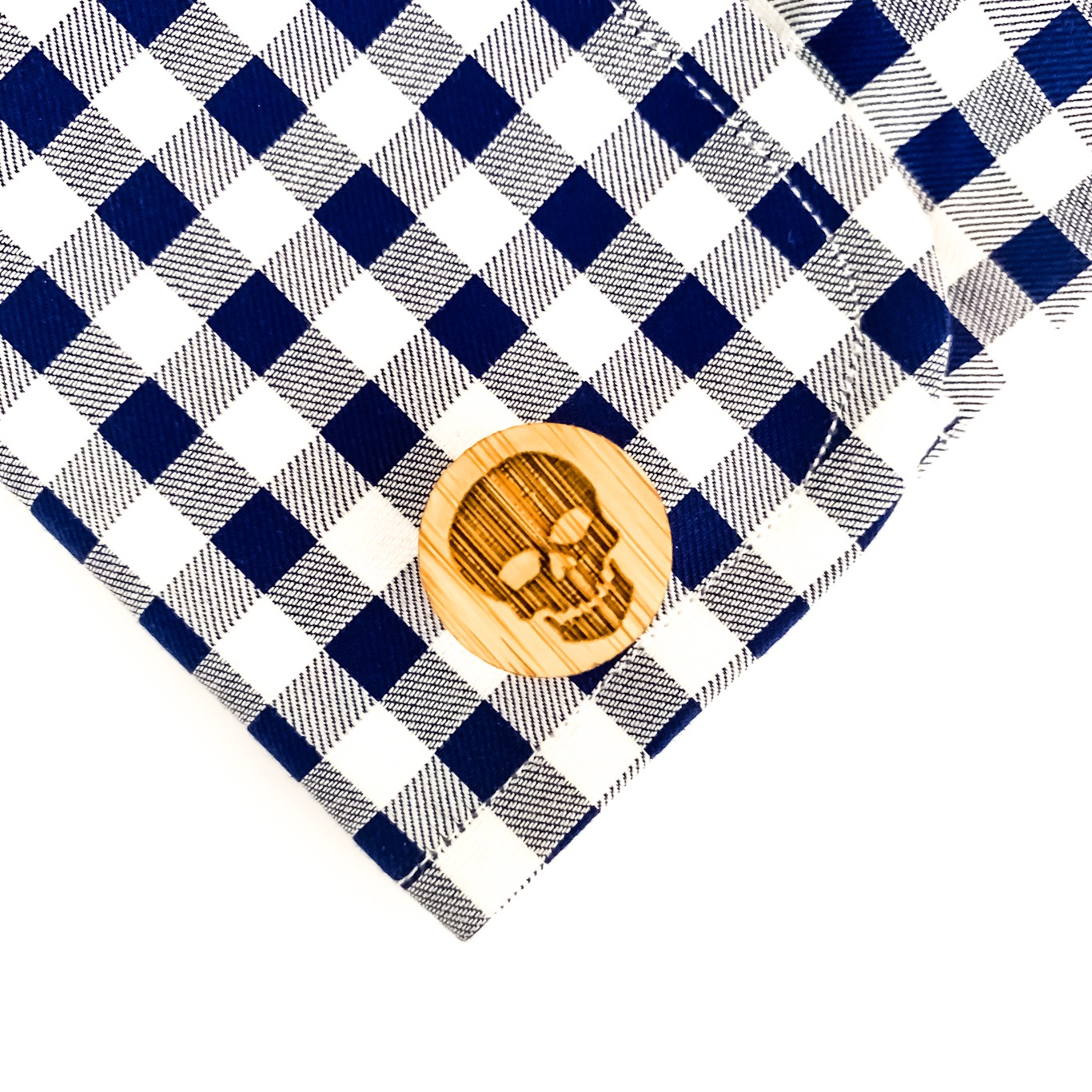 Dřevěný set - motýlek + manžetové knoflíčky Lebka 