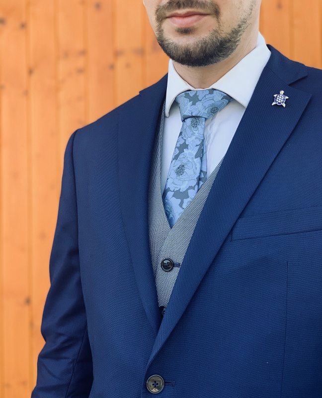 Modrá kravata Marks Spencer Flower