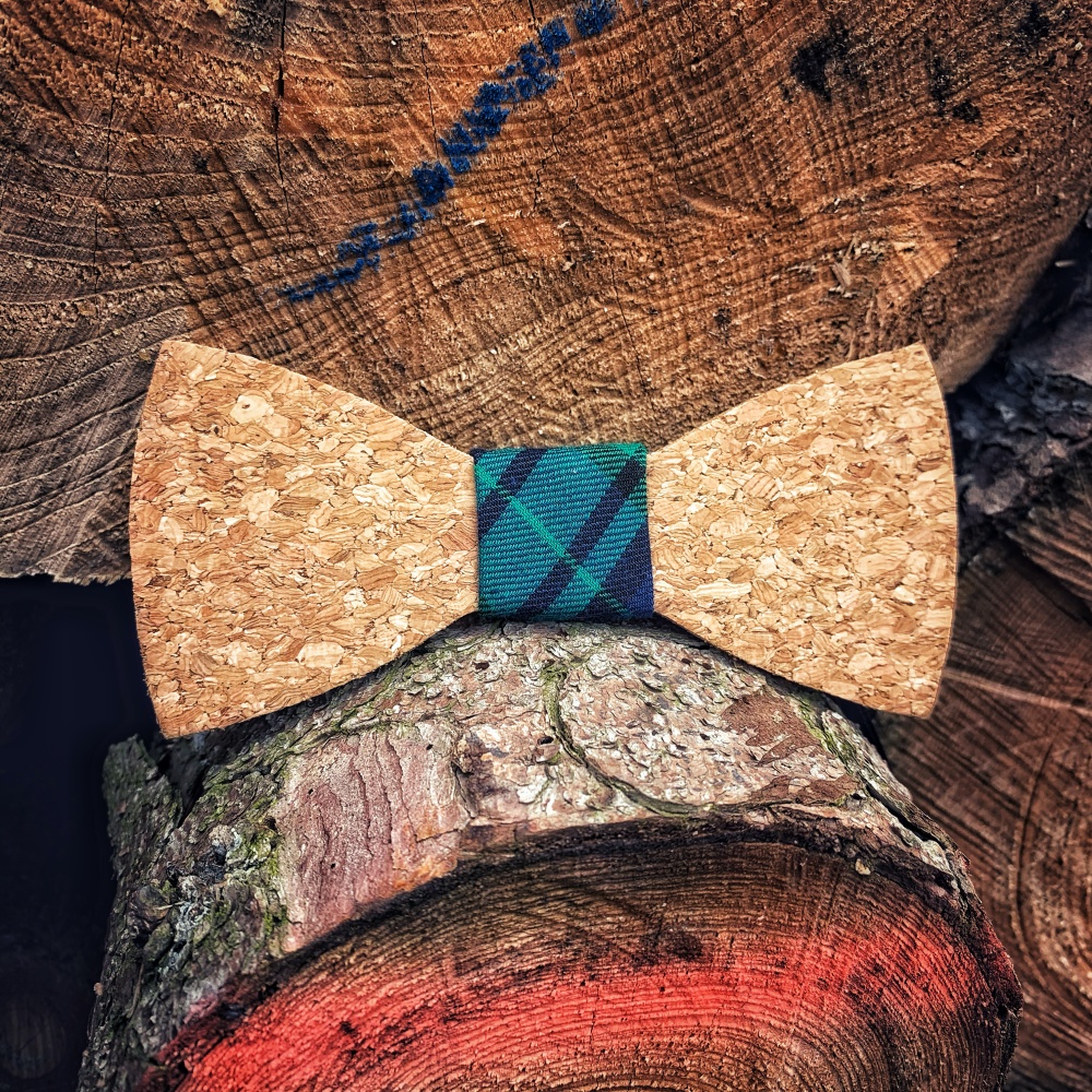 Pánský motýlek Korek Klasik Green line 