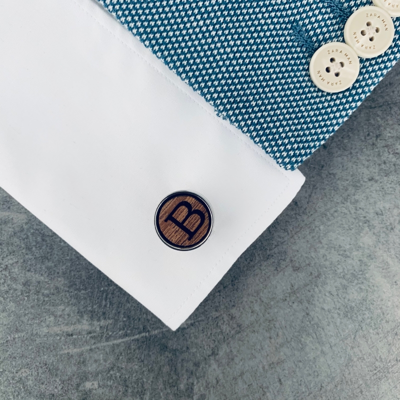 Dřevěné manžetové knoflíčky Wood Iniciál B