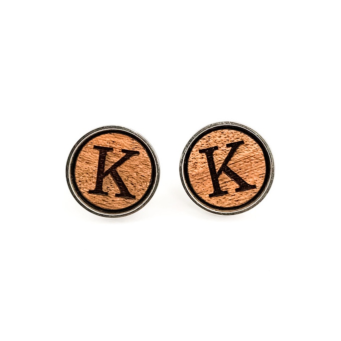 Dřevěné manžetové knoflíčky Wood Iniciál K 