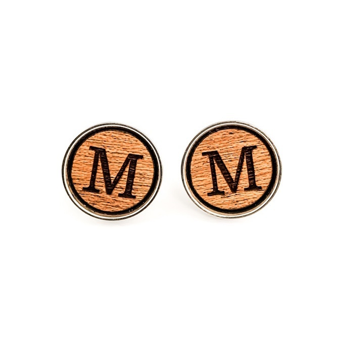Dřevěné manžetové knoflíčky Wood Iniciál M