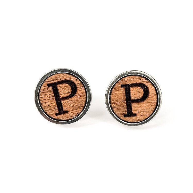 Dřevěné manžetové knoflíčky Wood Iniciál P