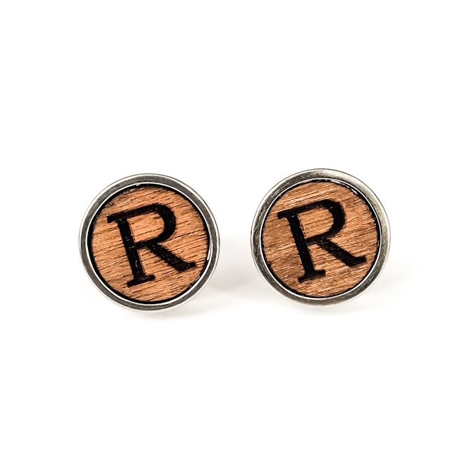 Dřevěné manžetové knoflíčky Wood Iniciál R