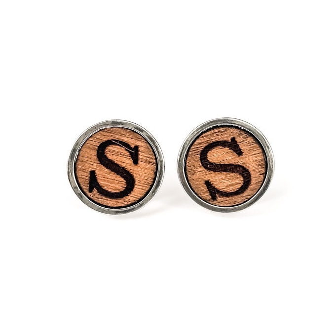 Dřevěné manžetové knoflíčky Wood Iniciál S
