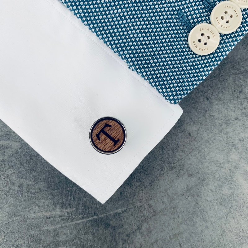 Dřevěné manžetové knoflíčky Wood Iniciál T