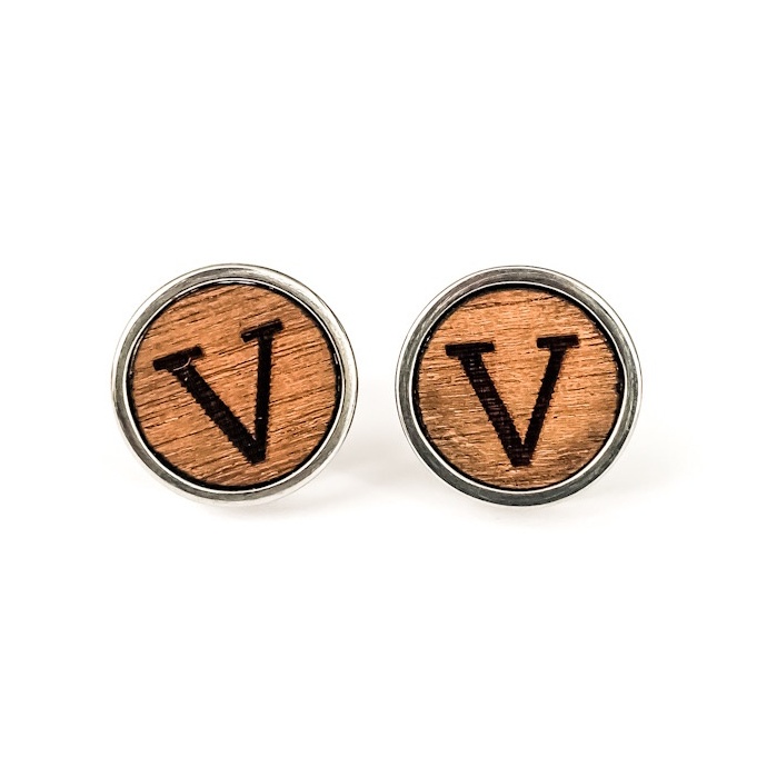 Dřevěné manžetové knoflíčky Wood Iniciál V