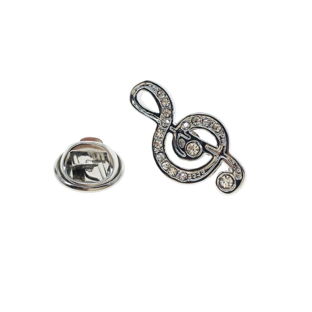 Brož Houslový klíč s krystaly 