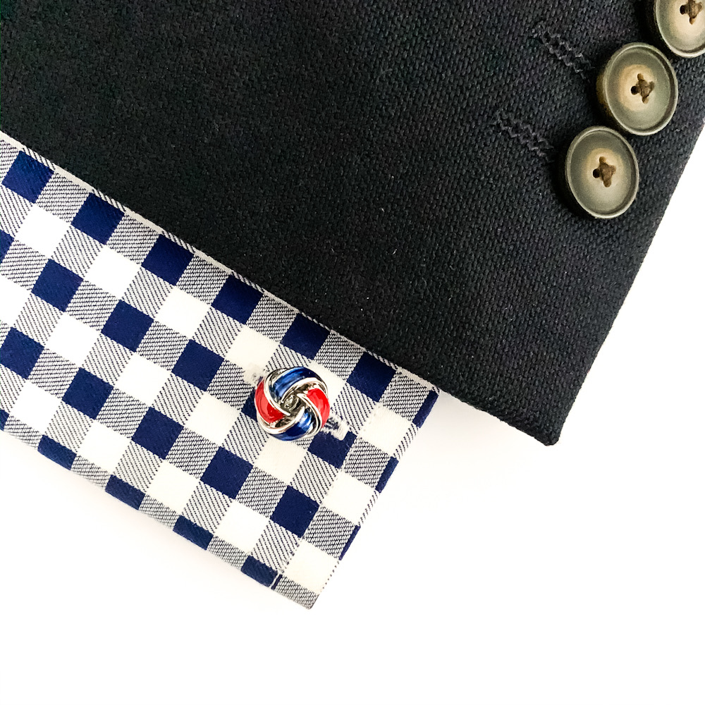 Manžetové knoflíčky Uzel - červeno-modrý