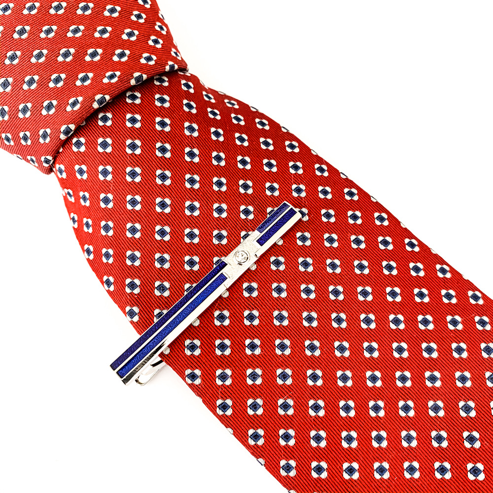 Spona na kravatu Cubic modrá 