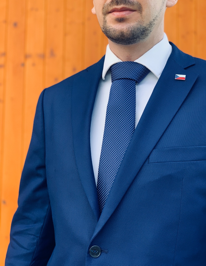 Modro - černá kravata Square 