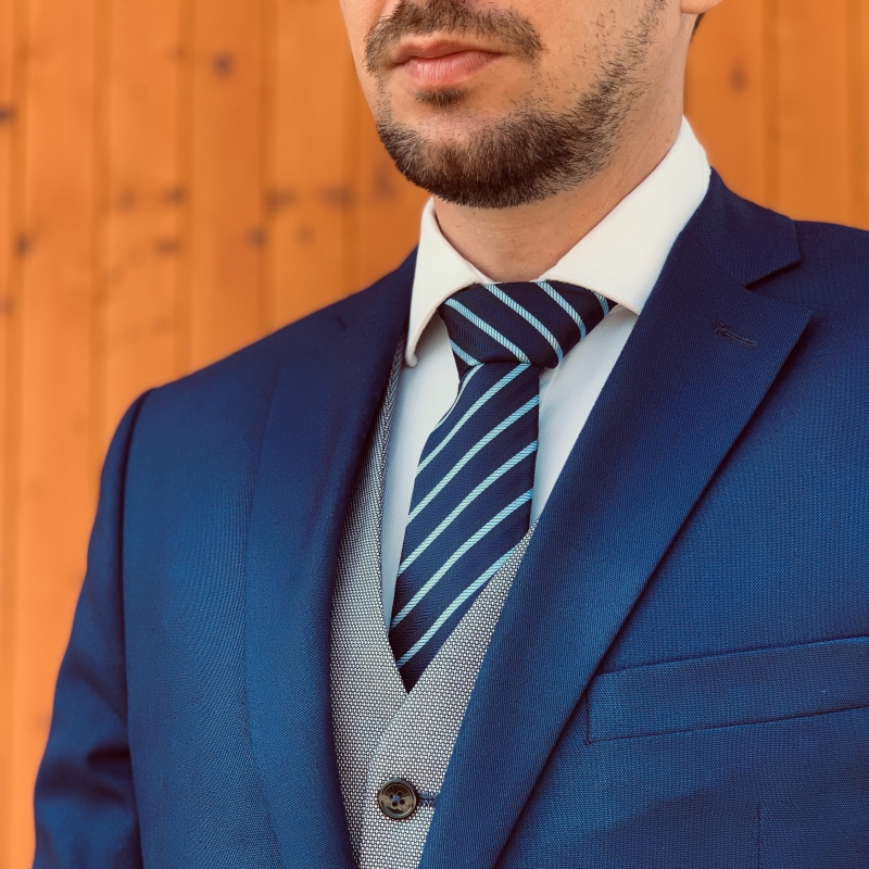 Modrá kravata Pruhy 