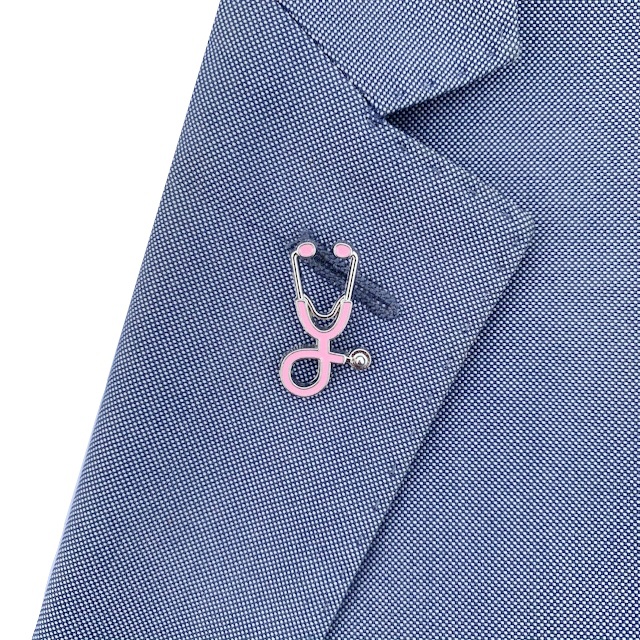 Stříbrno - růžová brož Stetoskop 