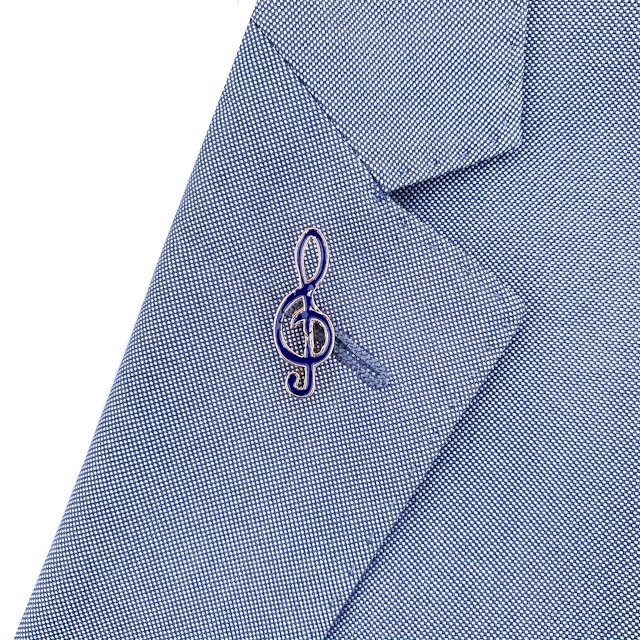 Brož Houslový klíč modrý 