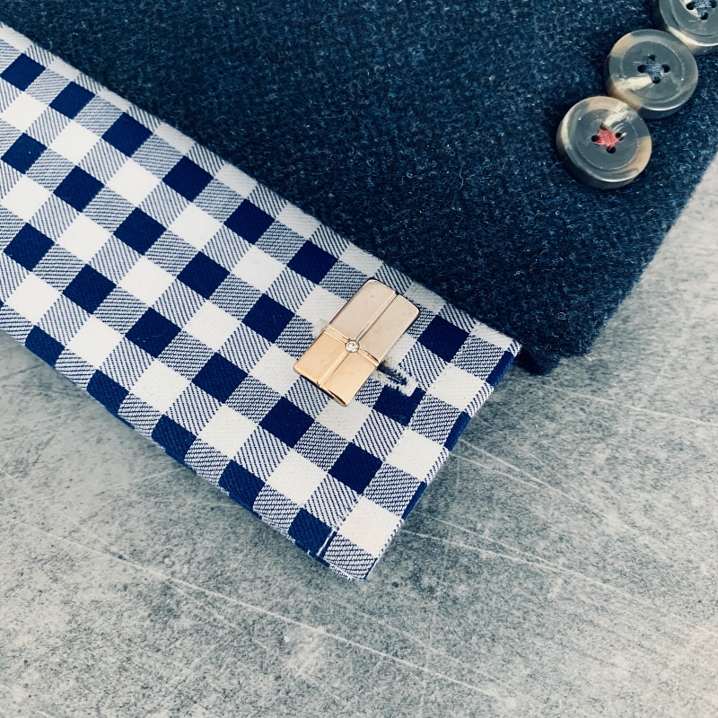 Zlatý set - spona na kravatu + manžetové knoflíčky Crystal Four