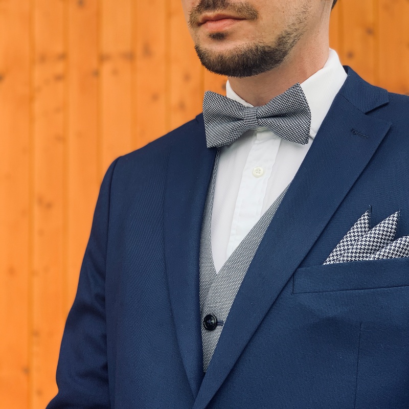 Modro - bílý motýlek Houndstooth