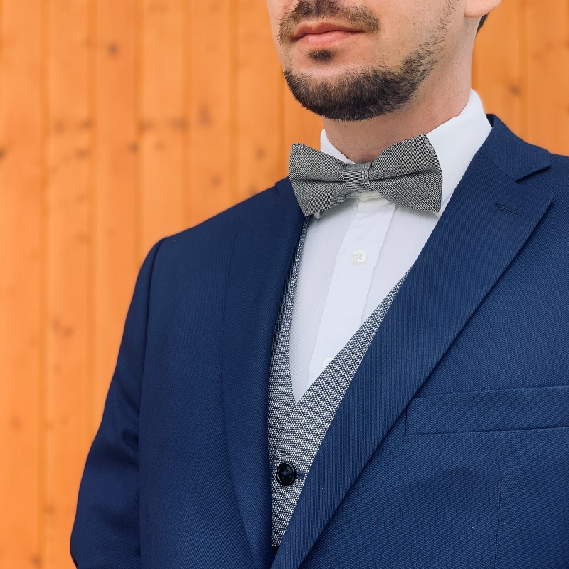 Černo - bílý motýlek Houndstooth plaid 