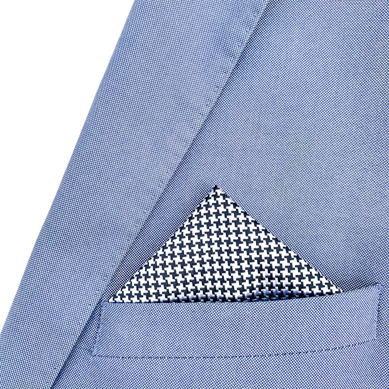 Černo - stříbrný kapesník do saka Houndstooth 
