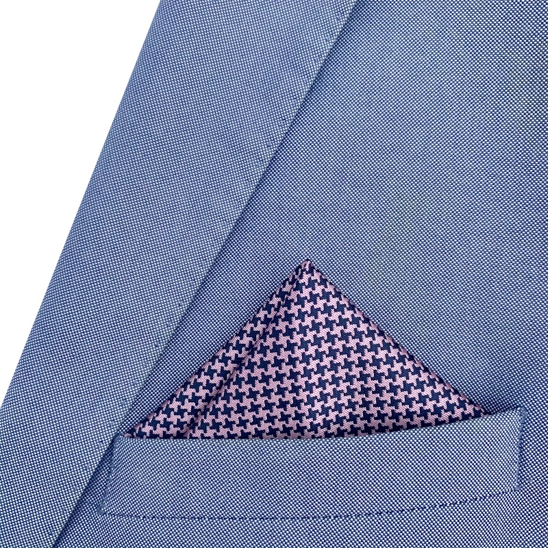 Růžovo - modrý kapesník do saka Houndstooth 