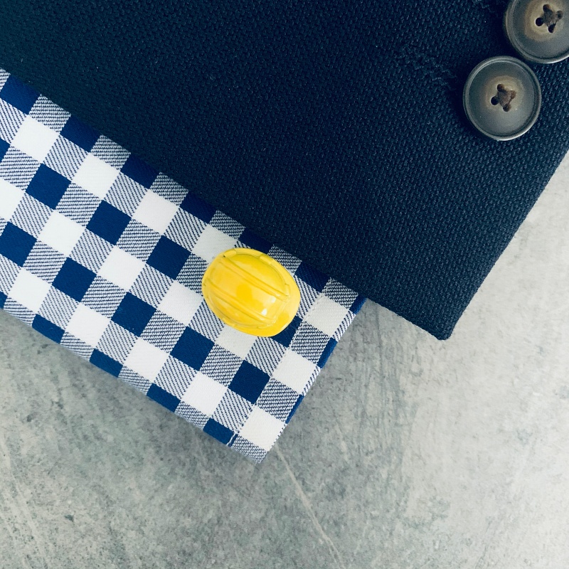 Žlutý set - spona na kravatu a manžetové knoflíčky Pracovní helma 