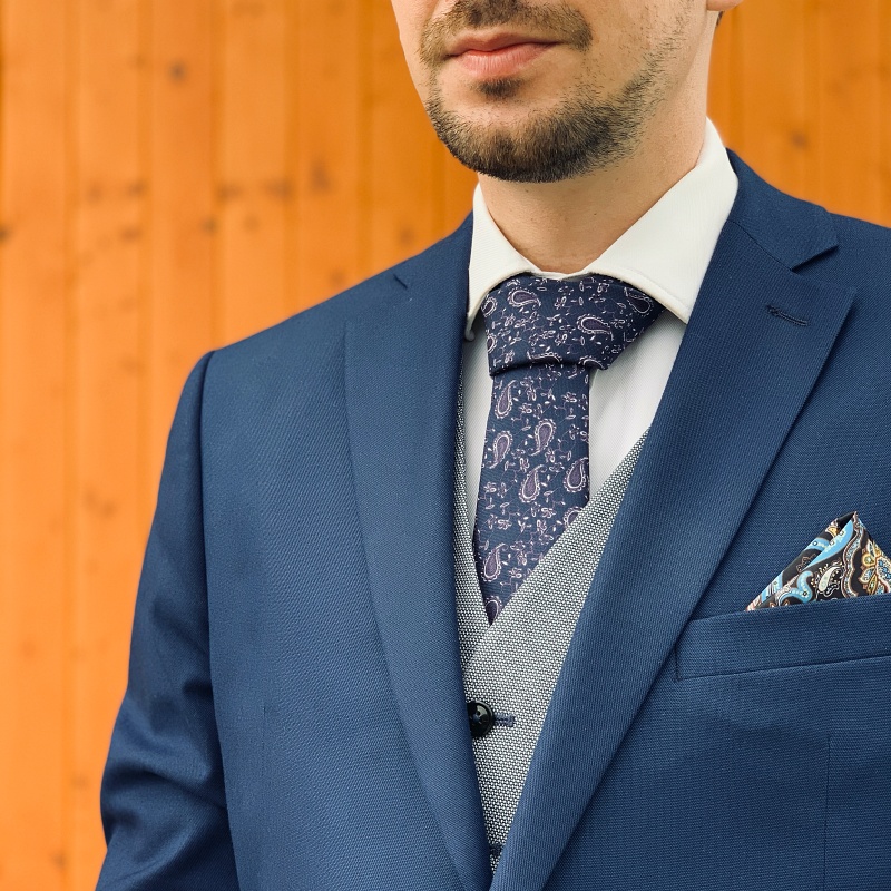 Modrá kravata Marks Spencer Flower abstrakt 