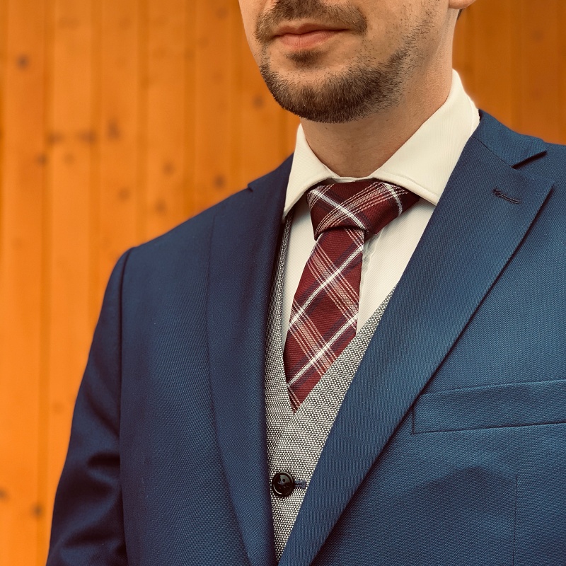 Vínová kravata Marks Spencer Check 