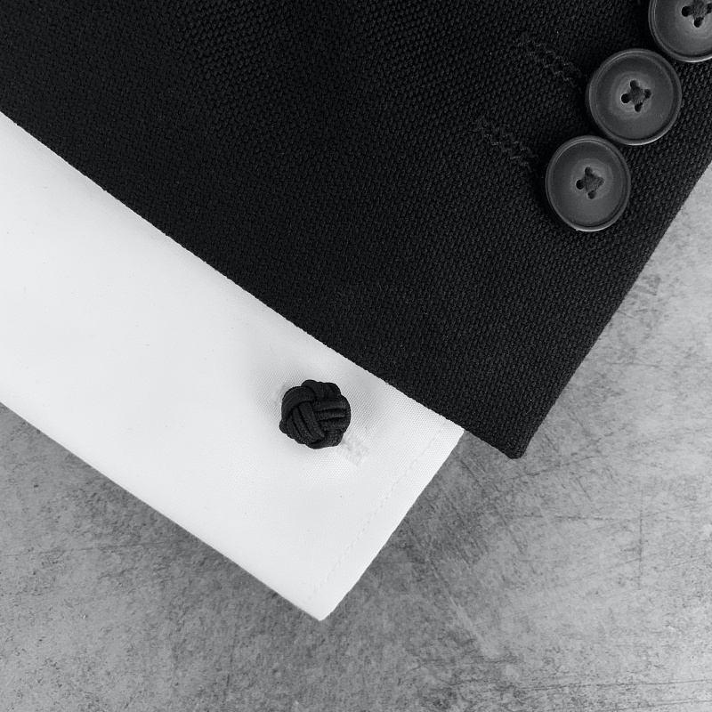 Černé manžetové knoflíčky Ball plastic 