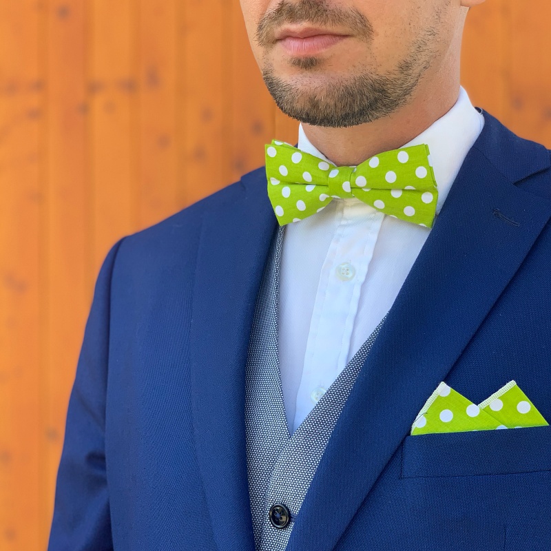 Zelený set motýlek a kapesník Puntík 