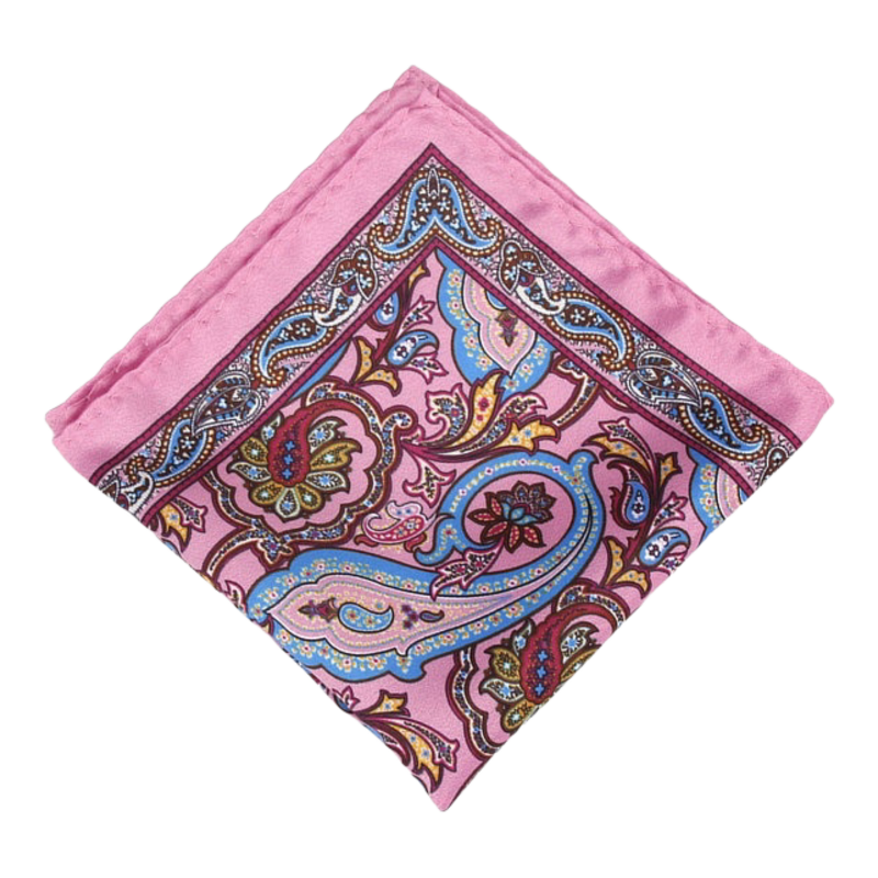 Růžový kapesník do saka Paisley 