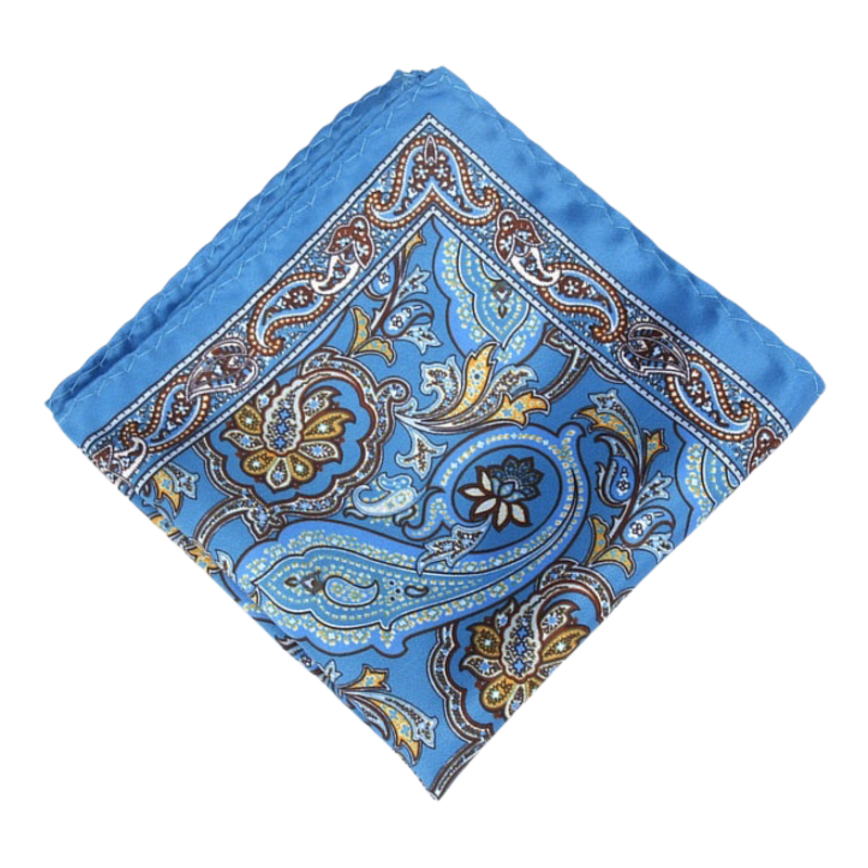 Světle modrý kapesník do saka Paisley 