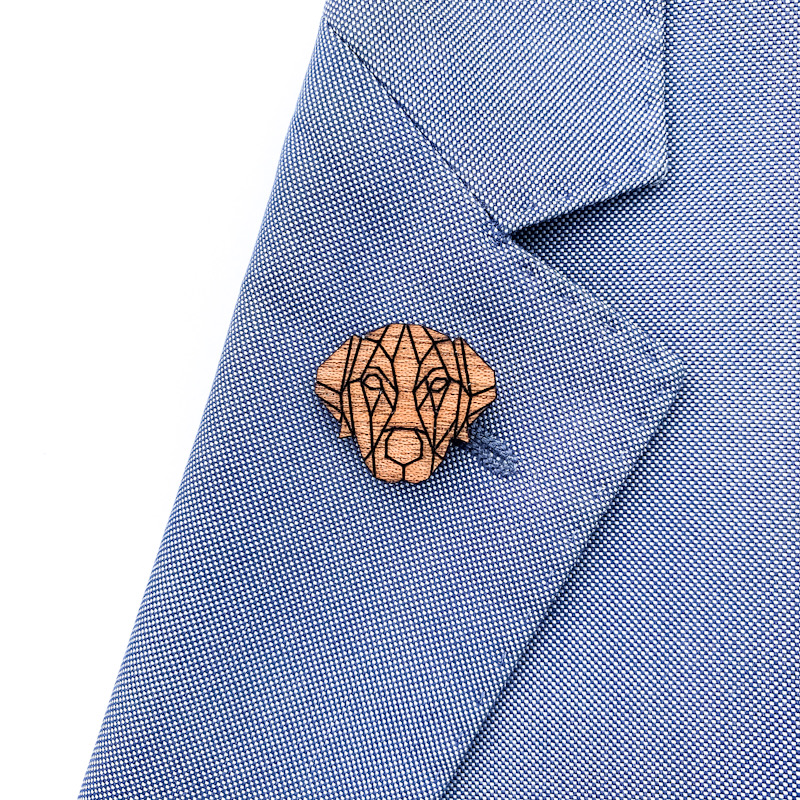 Dřevěná brož Labrador origami 