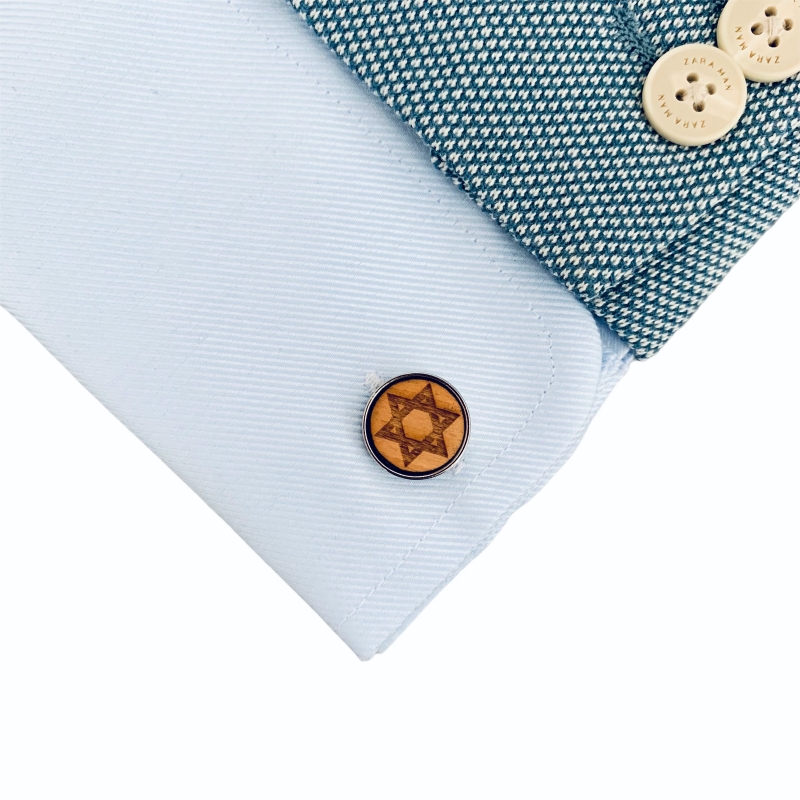 Dřevěné manžetové knoflíčky Davidova hvězda 