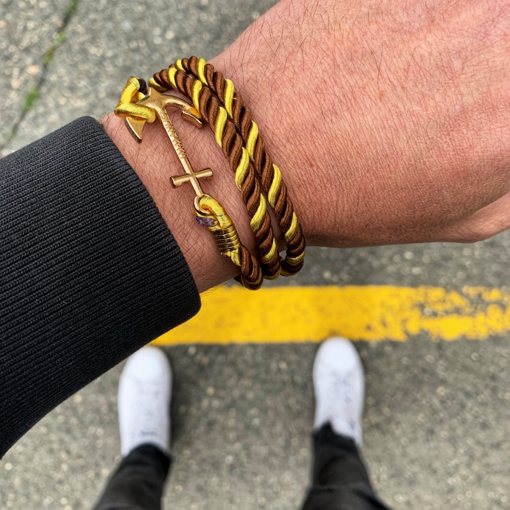 Zlato - hnědý náramek Immanuel - Kotva