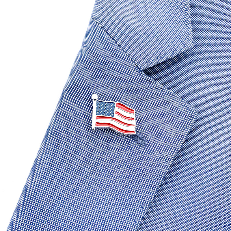 Stříbrná brož Vlajka USA 