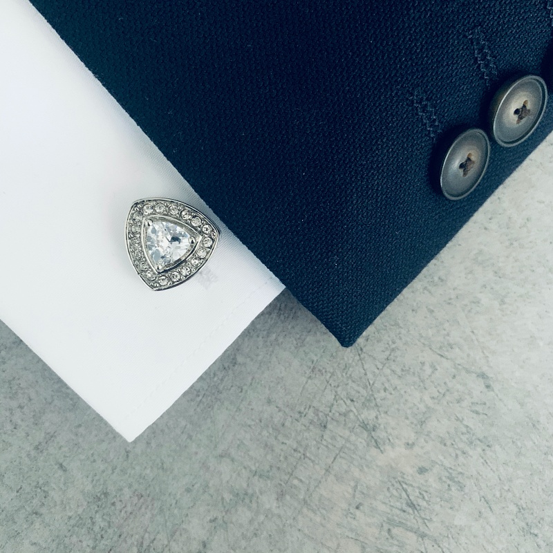 Manžetové knoflíčky bílý Triangle crystal 