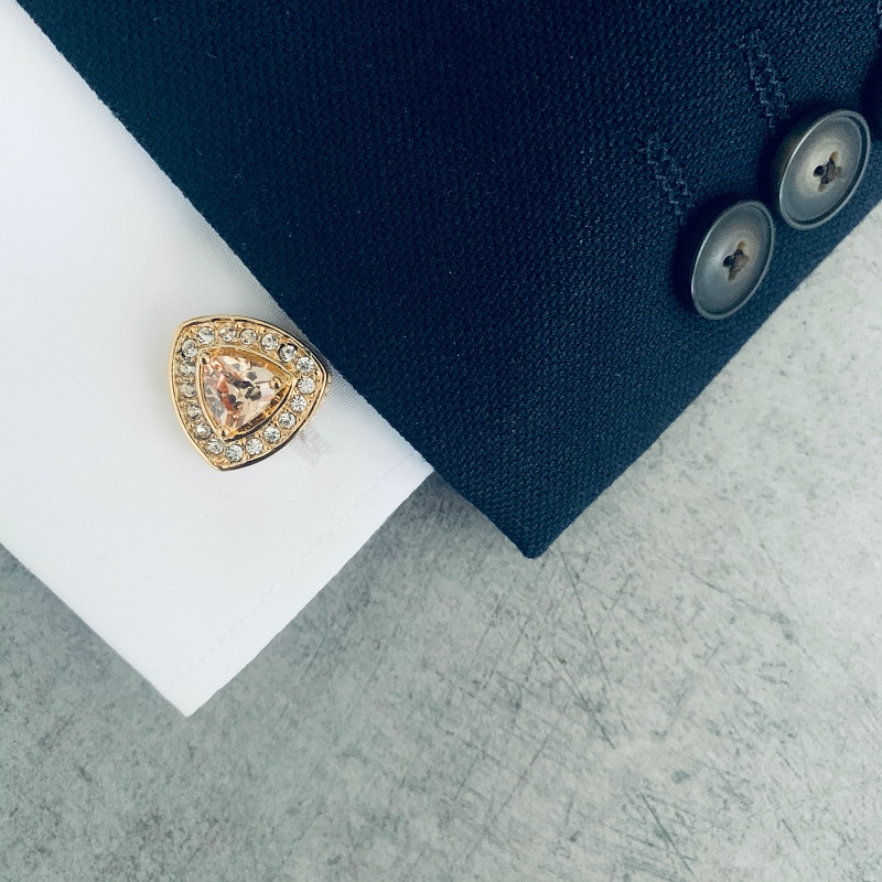 Manžetové knoflíčky zlatý Triangle crystal 