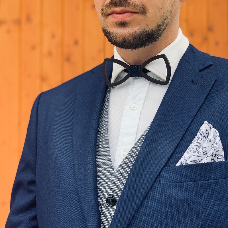 Dřevěný pánský motýlek Vrtule Denim wenge 