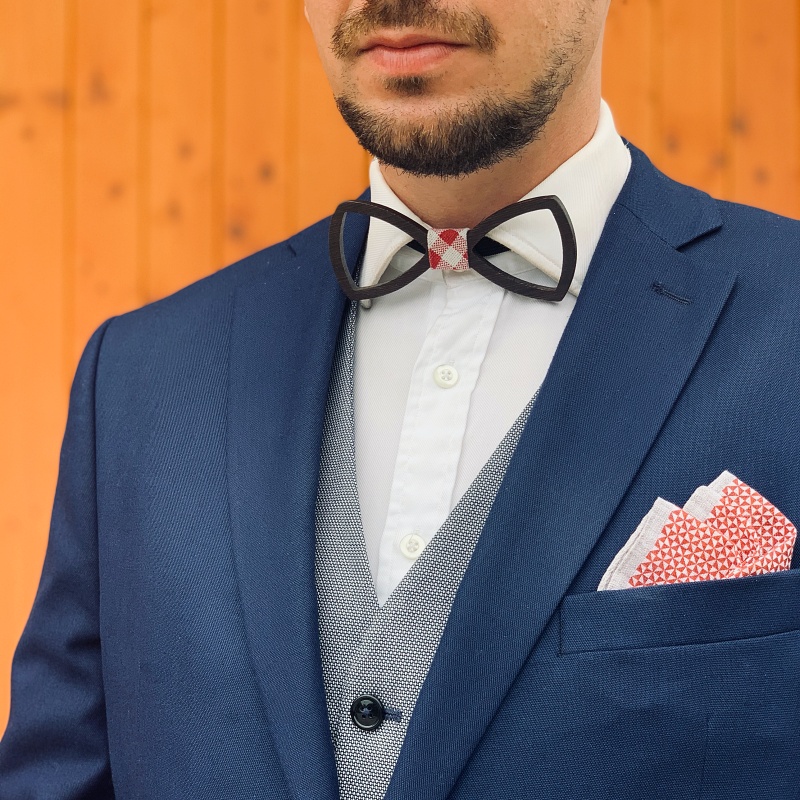 Dřevěný pánský motýlek Vrtule Check I. wenge 