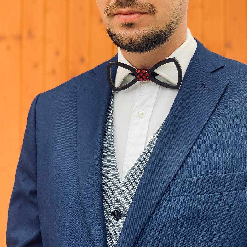 Dřevěný pánský motýlek Vrtule Labyrint wenge 