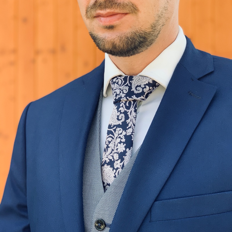 Růžovo - modrá kravata Marks Spencer Paisley 