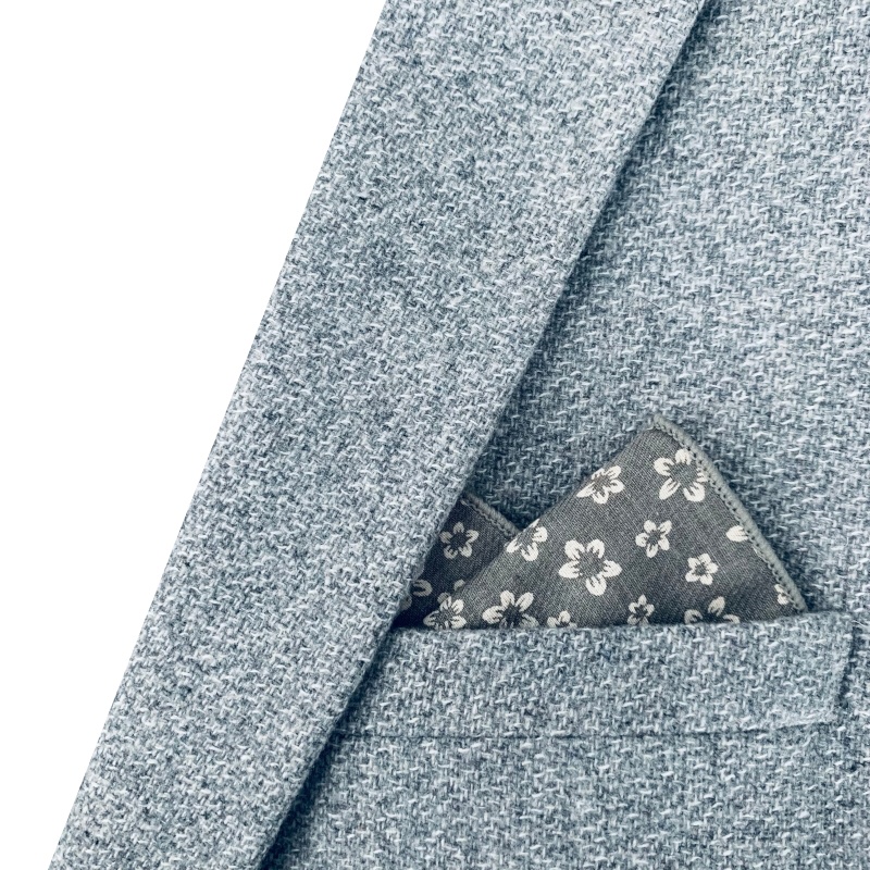 Šedý kapesník do saka Flower