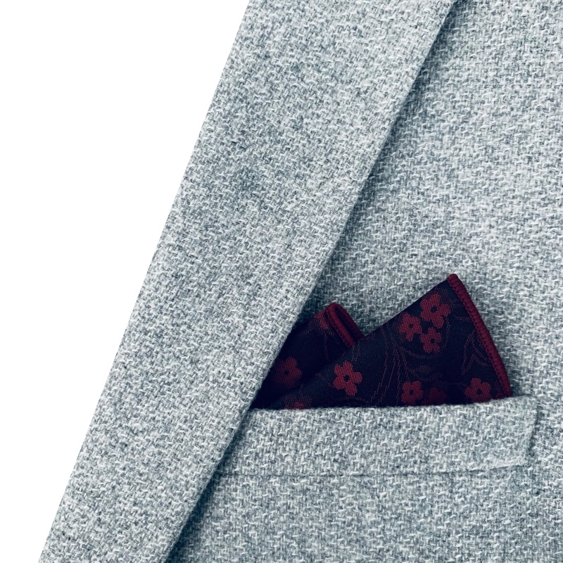 Černo - červený kapesník do saka Flower