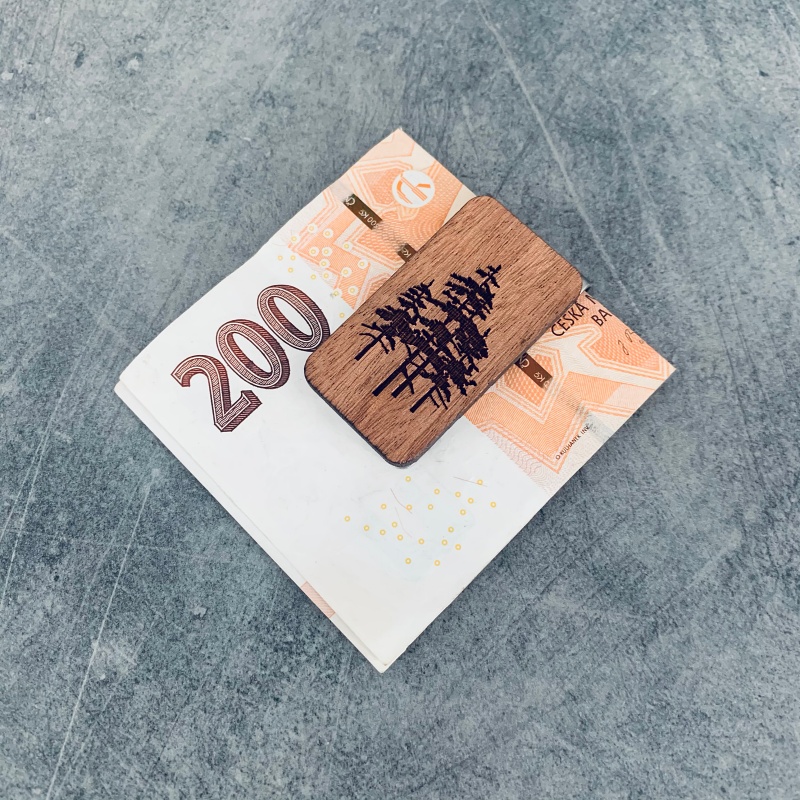 Dřevěná spona na peníze Wood Stromy 