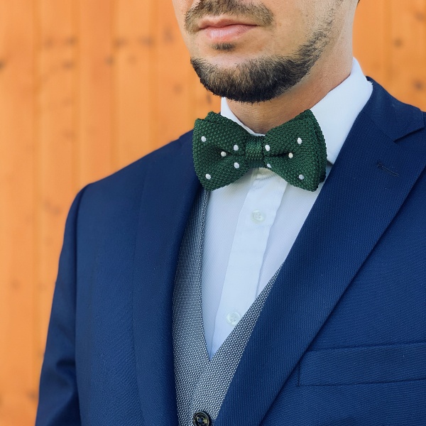 Zelený pánský motýlek Knit Dot